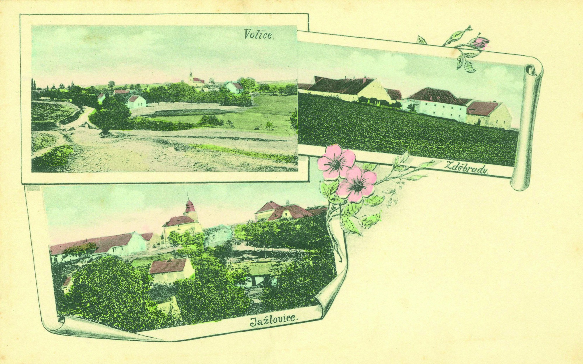 OKOLÍ CHOMUTOVIC NA POHLEDNICI ZE ZAČÁTKU 20. STOLETÍ. ZDĚBRADY, STEJNĚ JAKO V CHOMUTOVICE JSOU MÍSTEM CENNÝCH ARCHEOLOGICKÝCH NÁLEZŮ.