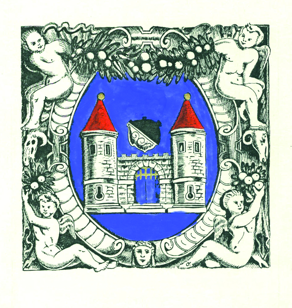 Znak města Říčany podle privilegia císaře Maxmiliána II., kresba Jana Oulíka